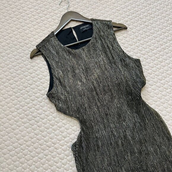 NWOT MINKPINK Emory Cut-out Ribbed Midi Dress Metal Black Gold Size XL - Picture 8 of 15